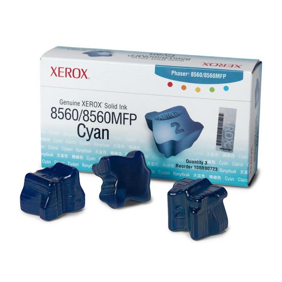 Xerox Phaser 8560 Cyan Ink Cartridge, 3/Box, Genuine OEM (DMO) (108R00723) - toners.ca