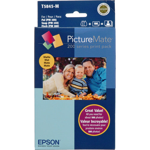 T5845-M Epson PictureMate 200 Series Matte Print Pack (PM Ca