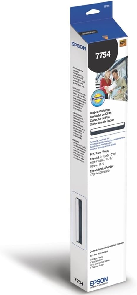 7754 EPSON RIBBON, FABRIC, 24 PIN, WIDE LQ1000/1010/1050/107