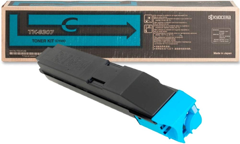Kyocera Mita Genuine OEM TK8307C (TK-8307C) Cyan Toner Cartridge (15K YLD) (1T02LKCUS0)