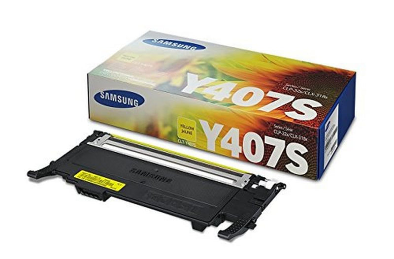 Samsung CLX-3185 Yellow Toner Cartridge, Genuine OEM (CLT-Y407S, SU478A)