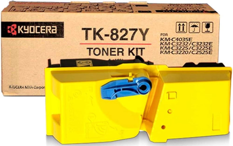 Kyocera Mita Genuine OEM TK827Y (TK-827Y /1T02FZAUS0) Yellow Toner Cartridge (7K YLD) (Same as TK829Y)