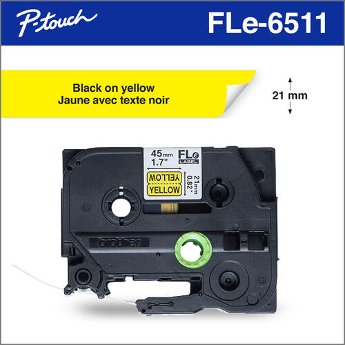 brother-genuine-fle6511-black-ink-on-yellow-polyester-die-cut-flag-labels-for-p-touch-label-makers-21-mm-wide-x-45-mm-long