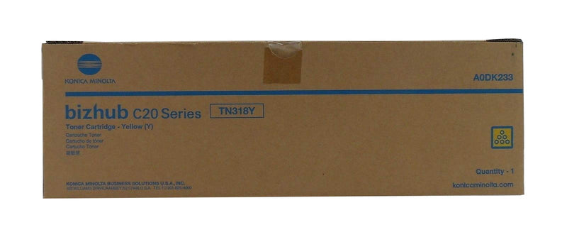 Konica Minolta Genuine OEM A0DK233 (TN318Y) Yellow Toner Cartridge (8K YLD)