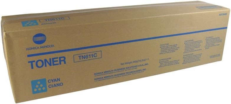Konica Minolta Genuine OEM A070430 (TN611C) Cyan Toner Cartridge (27K YLD)