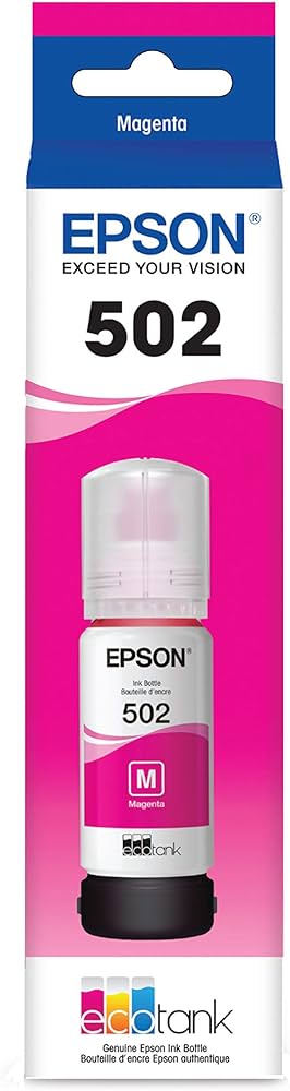 T502320-S Epson T502 Ink Bottle, Dye Magenta, w/Sensor