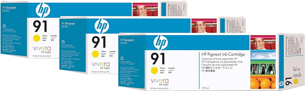 HP 91 Yellow 3 Pack Ink Cartridge