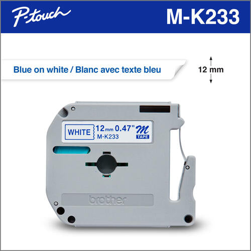 brother-genuine-mk233-blue-on-white-non-laminated-tape-for-p-touch-label-makers-12-mm-wide-x-8-m-long  toners.ca