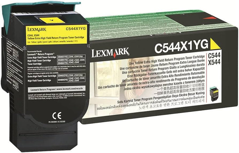 Lexmark C544 Yellow Toner Cartridge, Extra High Yield, Genuine OEM (C544X2YG, C544X4YG)