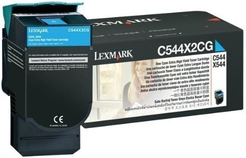 Lexmark C544 Cyan Toner Cartridge, Extra High Yield, Genuine OEM (C544X2CG, C544X4CG)