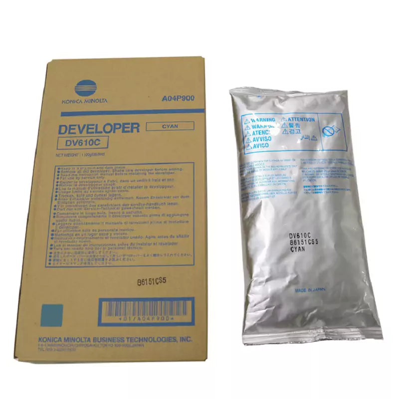 Konica Minolta Genuine OEM DV610C (DV-610C) Cyan Developer Unit (200K YLD) (AKA A04P900)