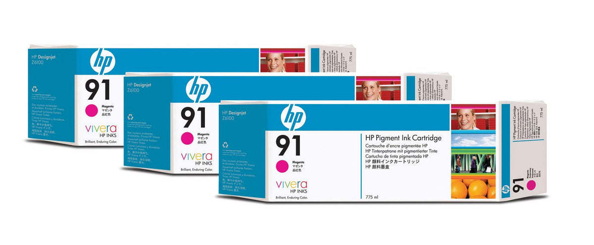 HP 91 Magenta 3 Pack Ink Cartridge