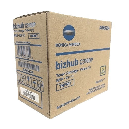 Konica Minolta Genuine OEM A0X5234 (TNP50Y) Yellow Toner Cartridge (6K YLD)