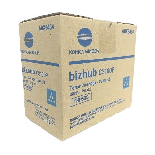 Konica Minolta Genuine OEM A0X5434 (TNP50C) Cyan Toner Cartridge (6K YLD)