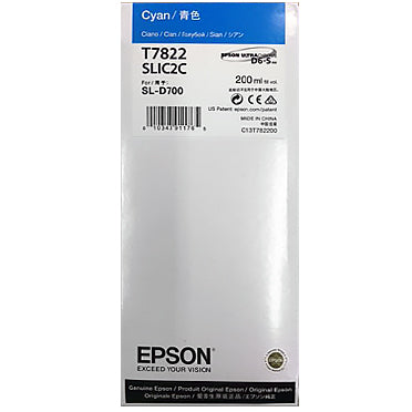 T782200 Epson SureLab D700 Cyan Ink Cartridge, 200MLT782200