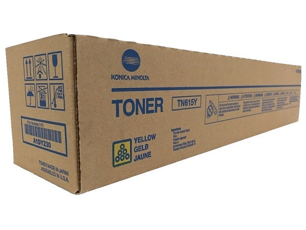 Konica Minolta Genuine OEM TN615Y (TN-615Y) Yellow Toner Cartridge (60K YLD) (AKA A1DY230)