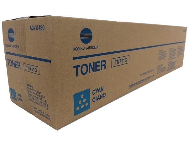 Konica Minolta Genuine OEM A3VU430 (TN711C) TN-711C Cyan Toner Cartridge (31.5K YLD)