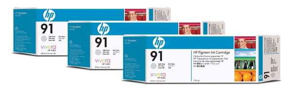 HP 91 Light Gray 3 Pack Ink Cartridge