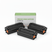 TN660-C-3PK angled group of three blank compatible toner cartridges with toners.ca box