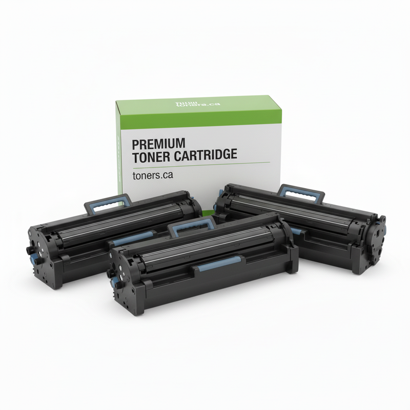 CF258X-C-3PK three blank compatible HP enterprise-style toner cartridges with toners.ca box