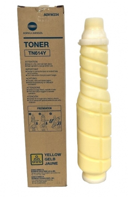 Konica Minolta Genuine OEM TN614Y (AKA A0VW234) Yellow Toner Cartridge (26K YLD)
