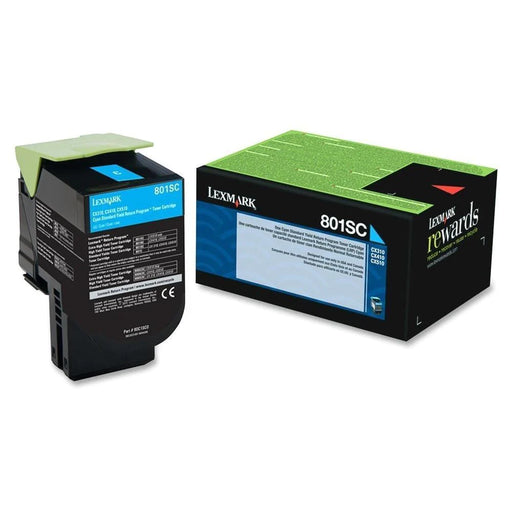 Lexmark CX310 Cyan Toner Cartridge, Standard Yield, Genuine OEM (80C1SC0, 80C0SCG)