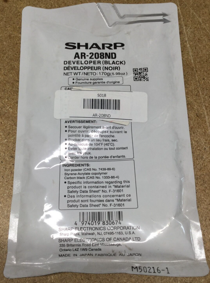 Sharp Genuine OEM AR208ND (AR-208ND) Developer (25K YLD)