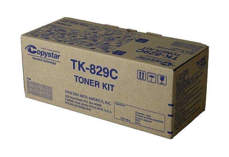 Copystar Genuine OEM TK829C Cyan Toner Cartridge (7K YLD) (aka 1T02FZCCS0) (Same as TK827C)