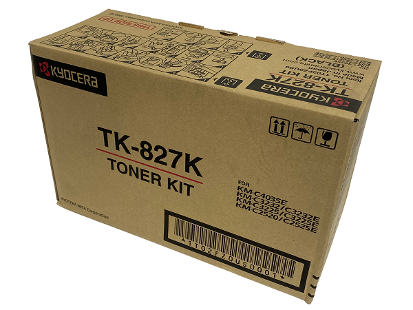 Kyocera Mita Genuine OEM TK827K (TK-827K) Black Toner Cartridge (15K YLD) (Same as TK829K)