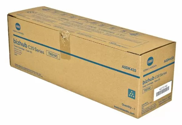 Konica Minolta Genuine OEM A0DK433 (TN318C) Cyan Toner Cartridge (8K YLD)