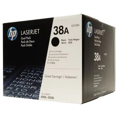 Q1338D HP #38A Dual Pack Black Print Cartridge