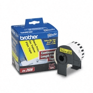 Brother DK-2606 Black/Yellow Continuous Length Film Tape - 2.4" x 50' (62 mm x 15.2 m)