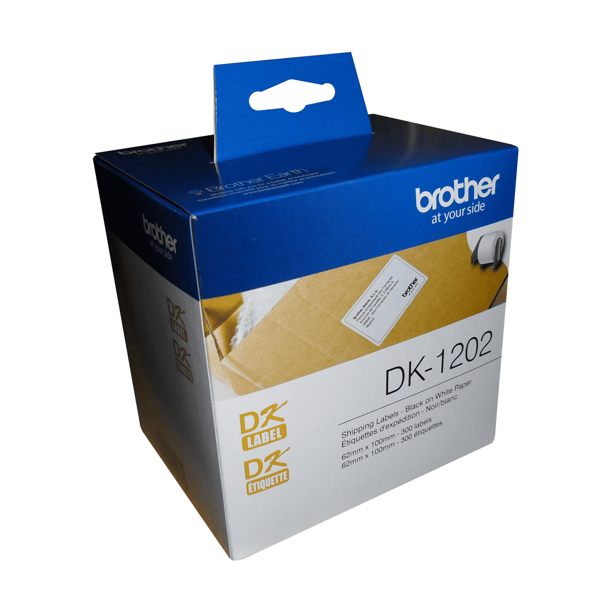Brother DK-1202 White Shipping Paper Labels (300 Labels) - 2.4" x 3.9" (62 mm x 100 mm)
