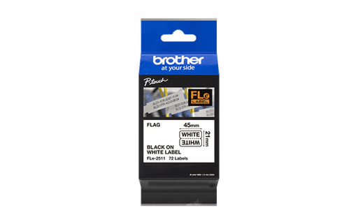 brother-genuine-fle2511-black-ink-on-white-polyester-die-cut-flag-labels-for-p-touch-label-makers-21-mm-wide-x-45-mm-long