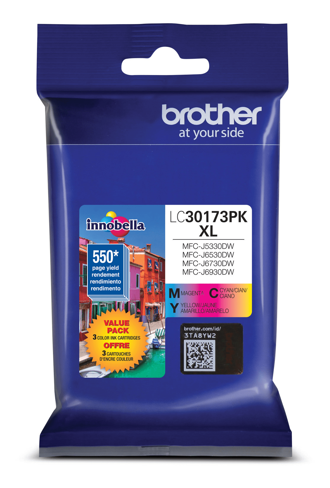 Brother LC30173PKS Innobella  Ink Cartridges   1 Cyan, 1 Magenta, 1 Yellow, High Yield
