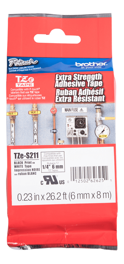 brother-genuine-tze-s211-black-on-white-extra-strength-adhesive-tape-for-p-touch-label-makers-6-mm-wide-x-8-m-long