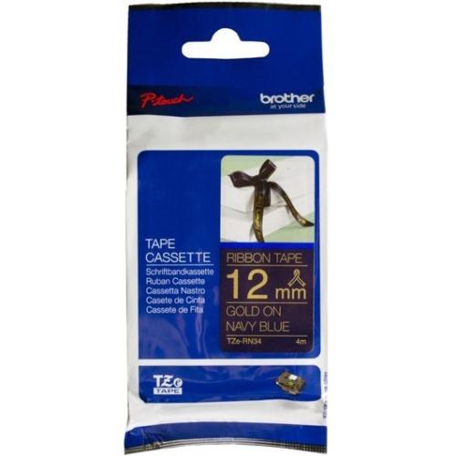 brother-genuine-tzern34-decorative-gold-on-navy-blue-satin-ribbon-for-p-touch-label-makers-12-mm-wide-x-4-m-long