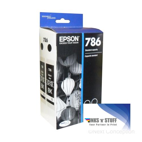 T786120D2 Epson 786 Black Original Ink Cartridges Dual Pack