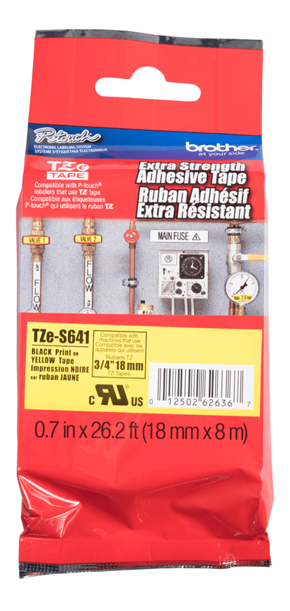 brother-genuine-tze-s641-black-on-yellow-extra-strength-adhesive-tape-for-p-touch-label-makers-18-mm-wide-x-8-m-long