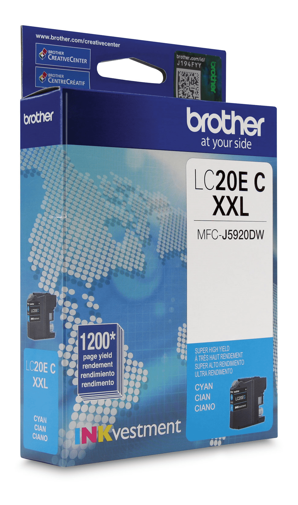 Brother LC20ECS INKvestment Cyan Ink Cartridge, Super High Yield (XXL Series)