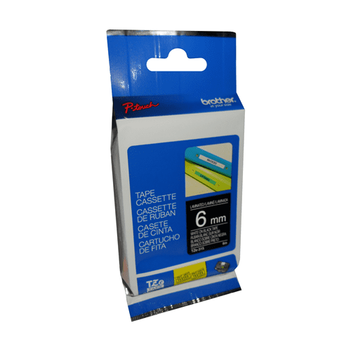 Brother Genuine TZe315 White on Black Laminated Tape for P-touch Label Makers, 6 mm wide x 8 m long