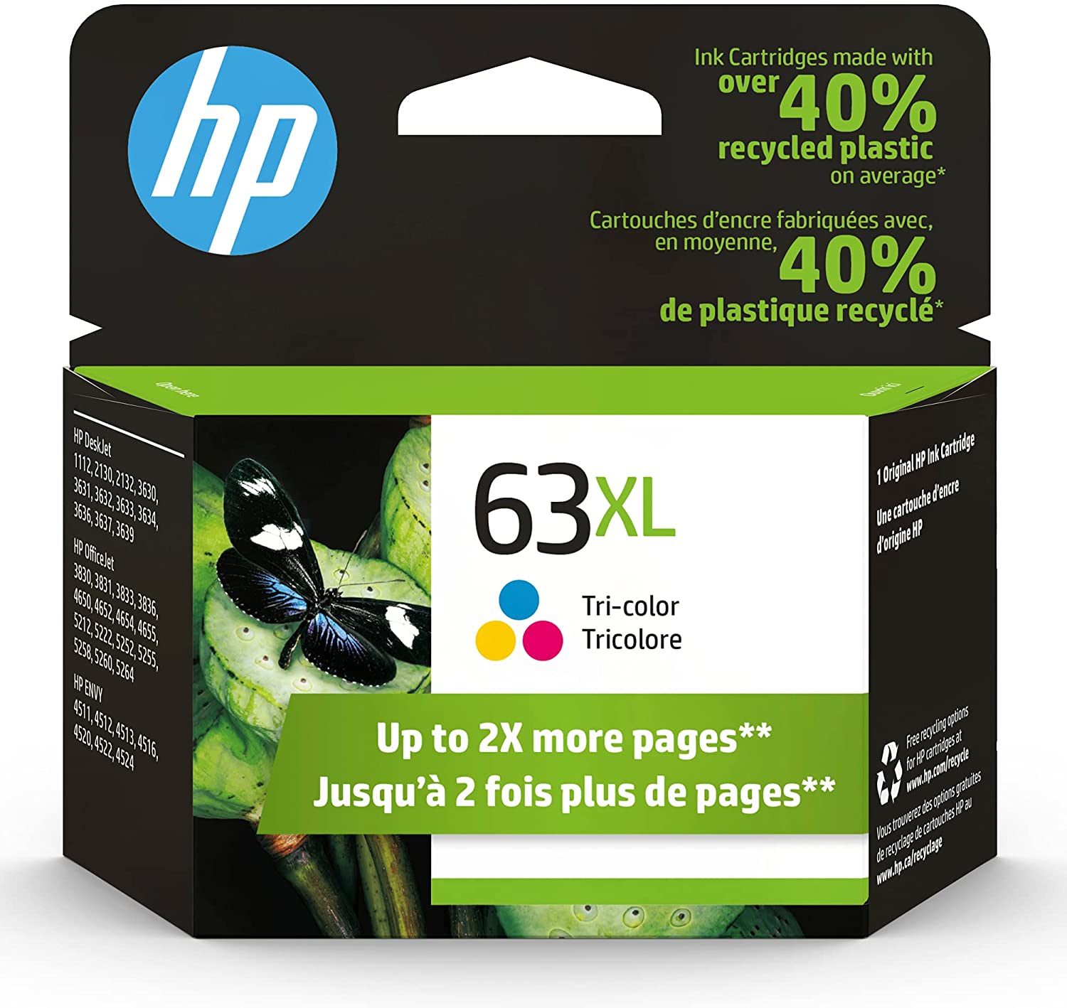 OEM HP 63XL F6U63A Ink Cartridge Tri Color - toners.ca