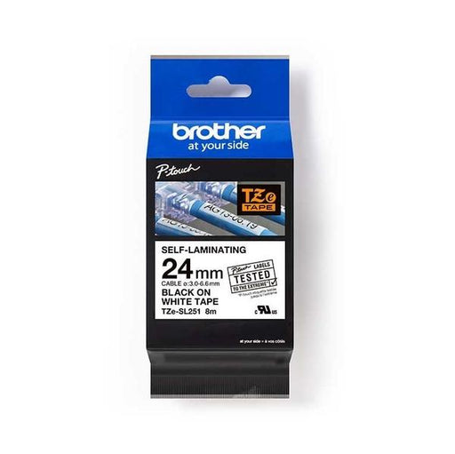 brother-genuine-tzesl251-black-on-white-self-laminating-tape-for-p-touch-label-makers-24-wide-x-8-m-long