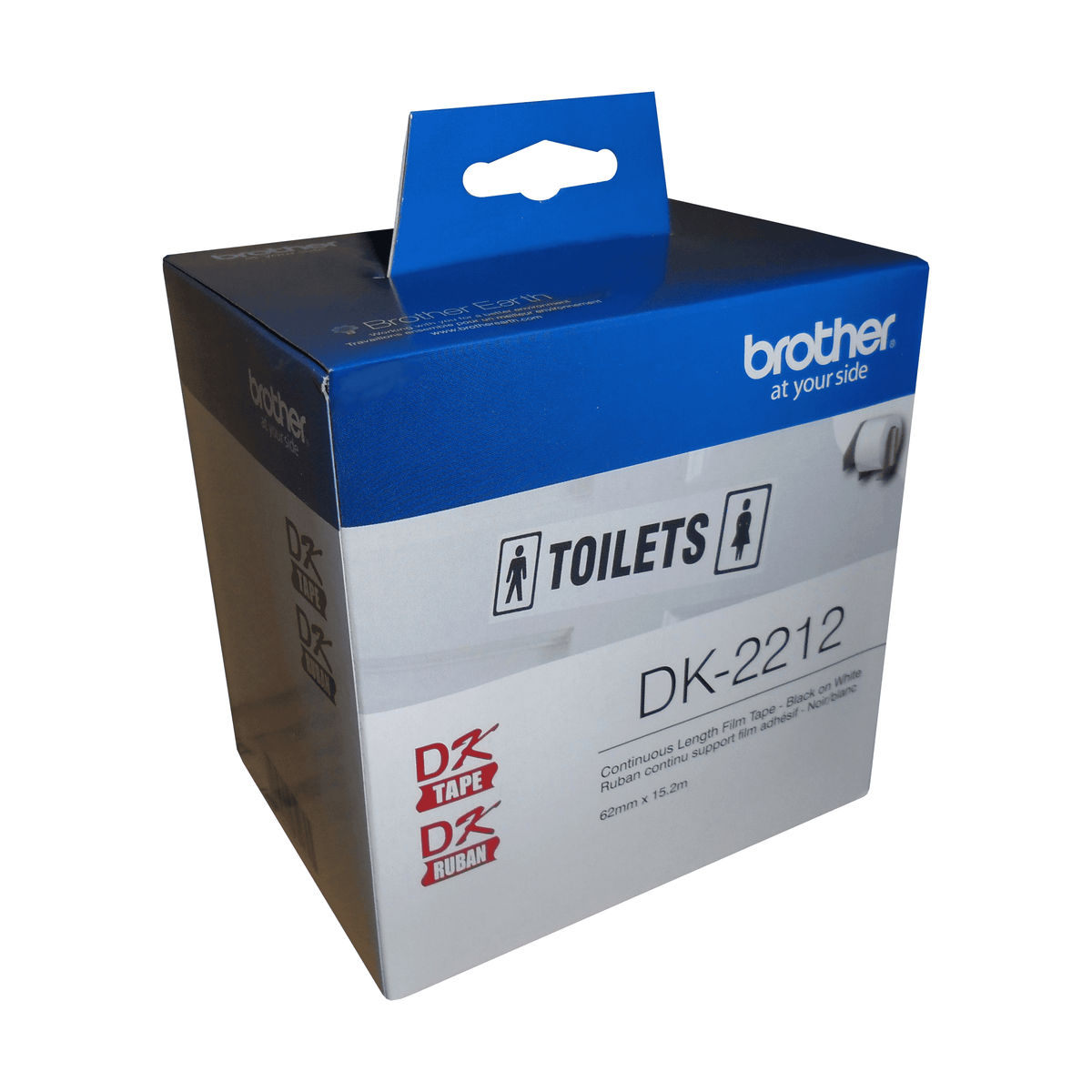 Brother DK-2212 Black/White Continuous Length Film Tape   2.4" x 50' (62 mm x 15.2 m)