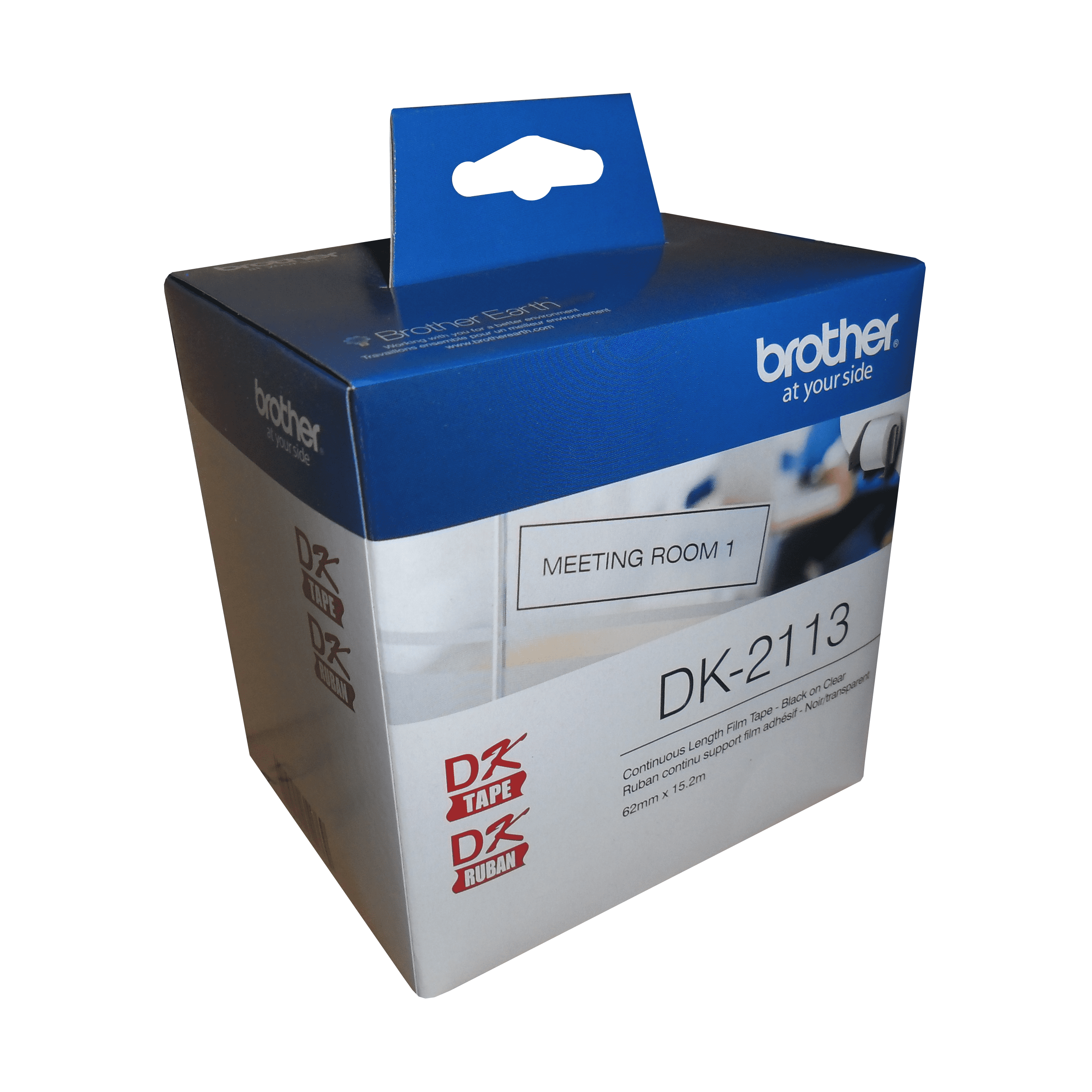 Brother DK-2113 Black/Clear Continuous Length Film Label - 2.4" x 50' (62 mm x 15.2 m)