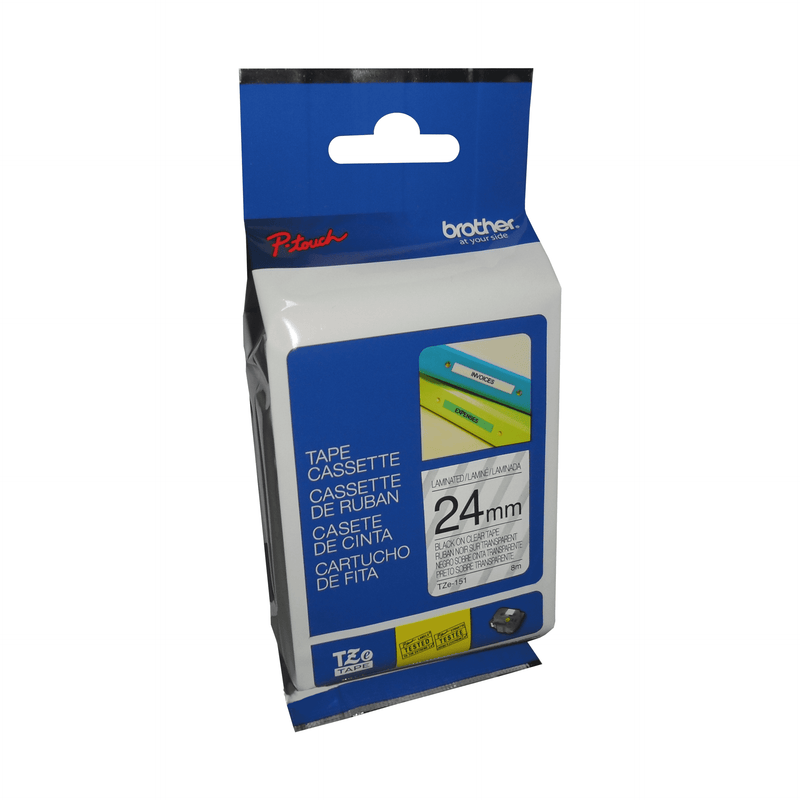 brother-genuine-tze151-black-on-clear-laminated-tape-for-p-touch-label-makers-24-mm-wide-x-8-m-long