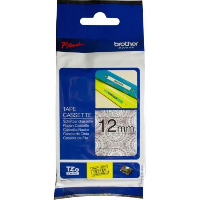 brother-genuine-tzempsl31-black-print-on-silver-lace-tape-for-p-touch-label-makers-12-mm-wide-x-4-m-long  toners.ca