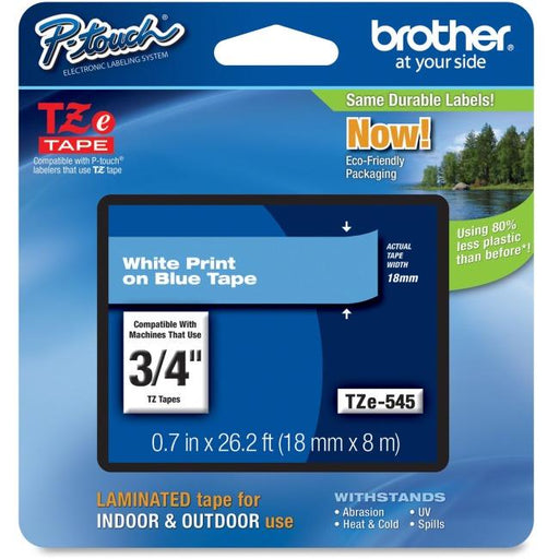 brother-genuine-tze545-white-on-blue-laminated-tape-for-p-touch-label-makers-18-mm-wide-x-8-m-long