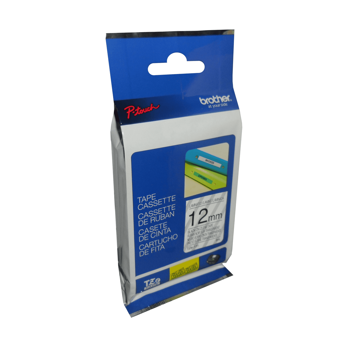 Brother Genuine TZe131 Black on Clear Laminated Tape for P-touch Label Makers, 12 mm wide x 8 m long