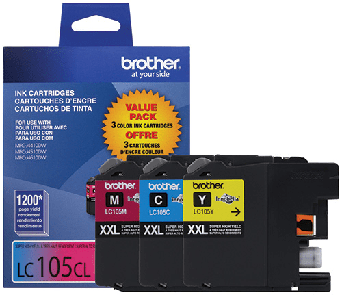 Brother LC1053PKS 3-Pack of Innobella  Colour Ink Cartridges (1 each of Cyan, Magenta, Yellow), Super High Yield (XXL Series) - toners.ca